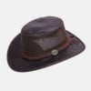 Barmah כובע מעור זמש בשילוב רשת בצבע חום