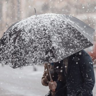 person holding black umbrella